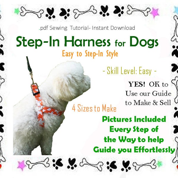 Dog Harness Small Dog, Dog Harness Instructions, Dog Harness DIY, Dog Harness Sewing, Sewing Instructions Dog Harness - Bonus Guide Included