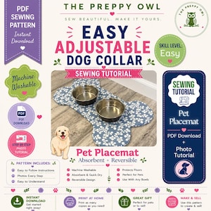 Dog Placemat Sewing Pattern: Beginner DIY Pet Project (PDF Pattern)