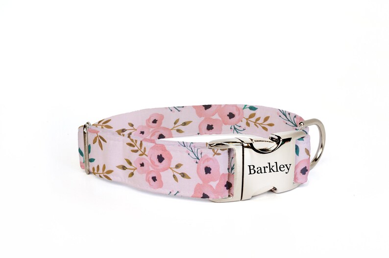 Floral Dog Collar Girl Dog Collar Engraved Dog Collars Etsy