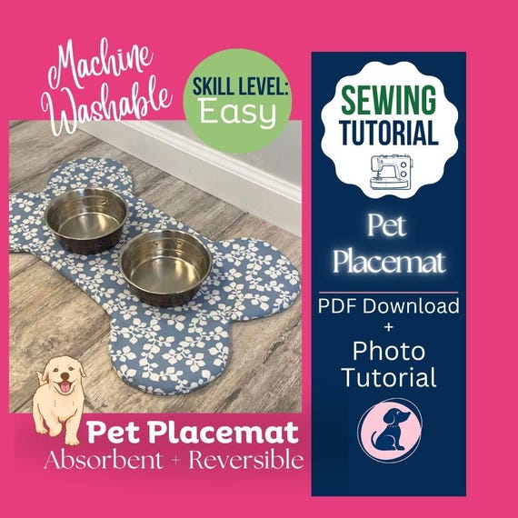 Dog Placemat Sewing Pattern: Beginner DIY Pet Project (PDF Pattern)