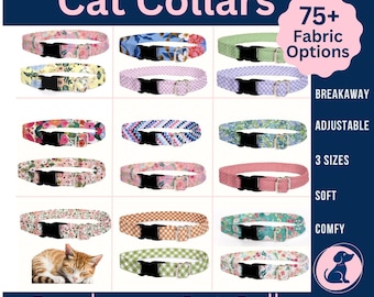 Personalized Breakaway Cat Collar: Engraved ID Tag, Adjustable Cotton Collar
