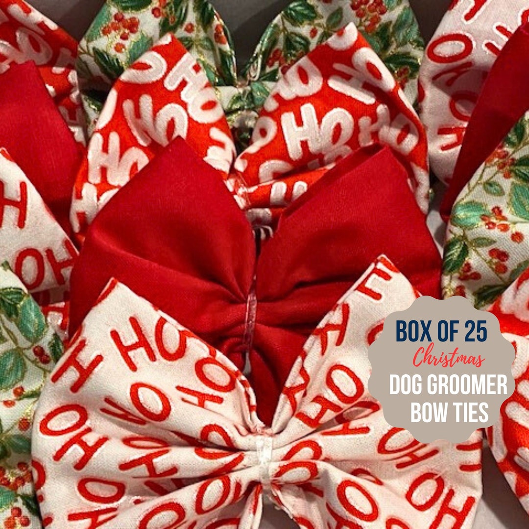 Christmas Bow Ties for Dogs Box of 25 Dog Groom Bows Bows Etsy