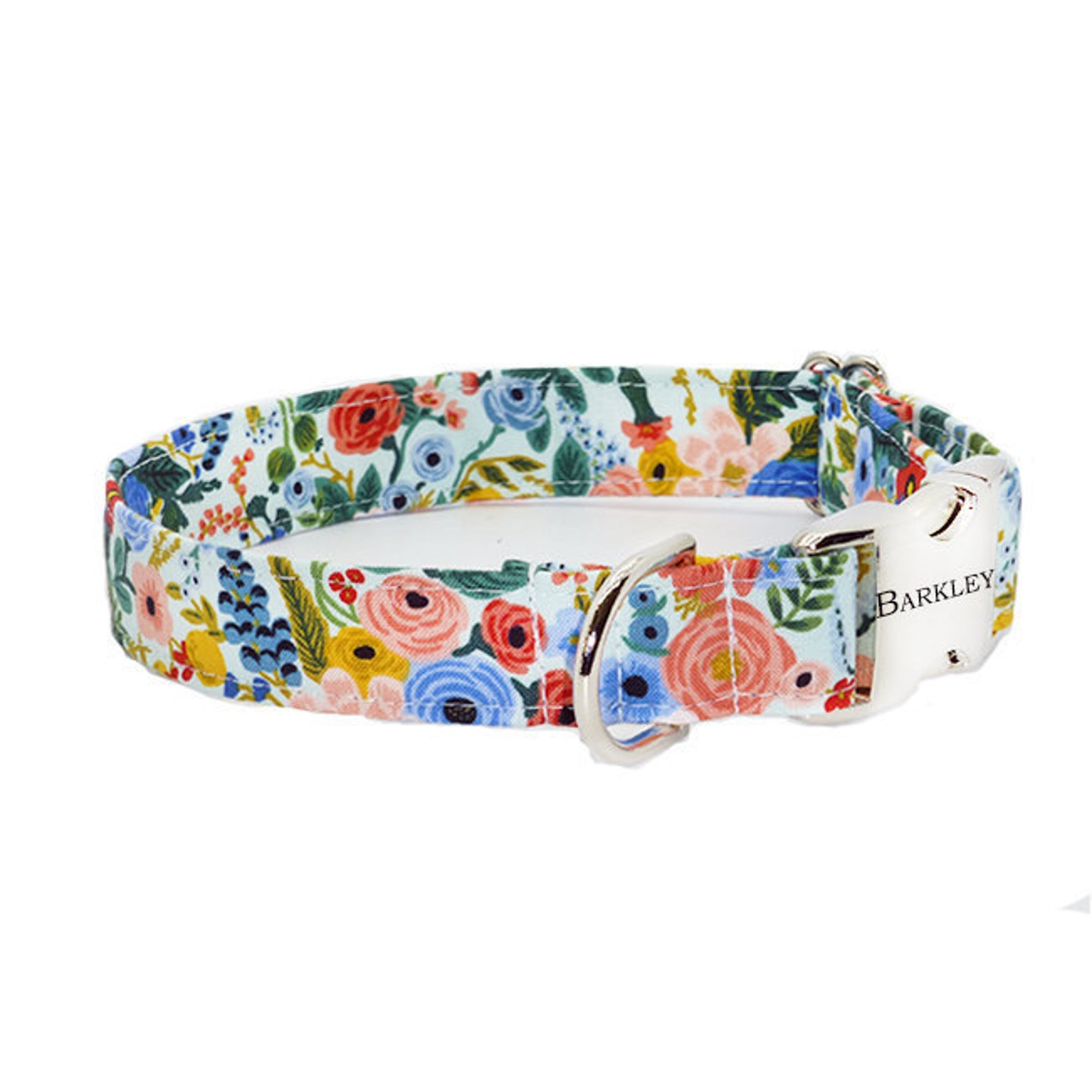 Floral Dog Collar Engraved Dog Collar Name on Buckle ID Dog Etsy