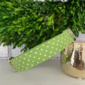 Green Polka Dot Dog Collar - Adjustable Personalized Pet Collar - Custom Dog Collar for Boy and Girl Puppies
