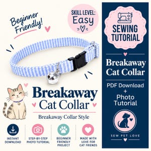 DIY Cat Collar Sewing Pattern: Adjustable Breakaway Collar Tutorial (PDF Download