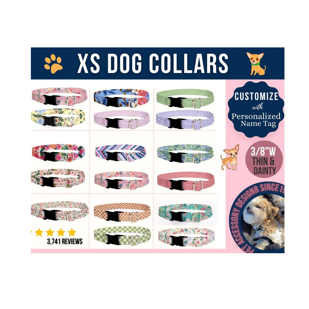 Tiny Dog Collar, Teacup Dog Collar, Thin Dog Collar, Dainty Dog Collar