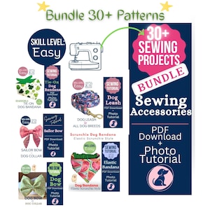 Dog BUNDLE Sewing Patterns, Martingale, Breakaway, Bowtie, Bandana, Dog Collar, Harness, Pet Accessories 30 Sewing Patterns Included