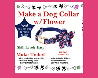 DIY Dog Collar Sewing Pattern with Flower: PDF Tutorial