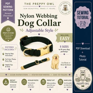 DIY Dog Collar Sewing Pattern: Adjustable Nylon Webbing Tutorial (PDF Download)