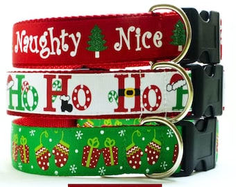 Holiday Dog Collar Merry Christmas Naughty Nice: Adjustable Santa, Reindeer, Snowman, Ho Ho Ho Dog Collar and Pet Gift