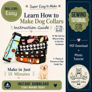 DIY Fabric Dog Collar Sewing Pattern: Adjustable Sizes (PDF Pattern)