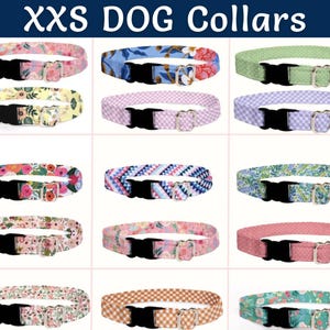 Tiny Dog Collar, Teacup Dog Collar, Thin Dog Collar, Dainty Dog Collar, Whelping Collar - 45 Fabric Options + FREE Removeable Bow