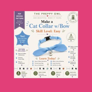 DIY Breakaway Cat Collar Sewing Tutorial: Easy Bow Tie Pattern (PDF Download)