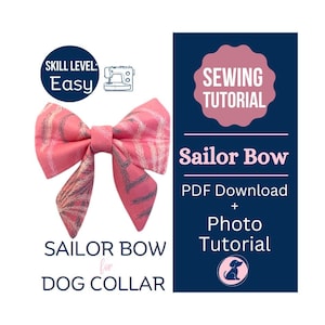 Sailor Bow for Dog Collar Pattern, How to Sew a Dog Bow Sewing Tutorial, Create Sailor Bow, Dog Bow Sewing Instructions, Make a Dog Bow