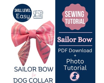Sailor Bow for Dog Collar Pattern, How to Sew a Dog Bow Sewing Tutorial, Create Sailor Bow, Dog Bow Sewing Instructions, Make a Dog Bow
