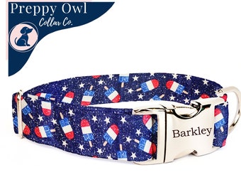 Patriotic Dog Collar, Cute Dog Collar, 4th of July Dog Collar, XLG Dog Collar