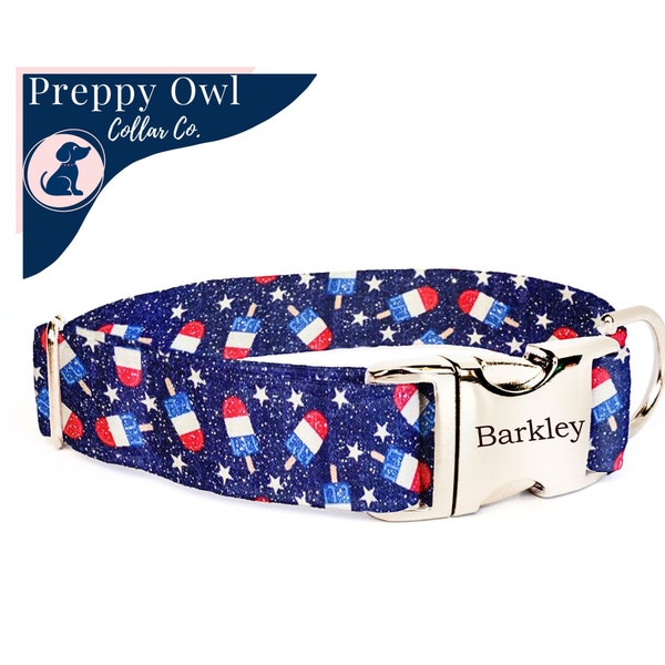 Patriotic Dog Collar, Cute Dog Collar, 4th of July Dog Collar, XLG Dog Collar