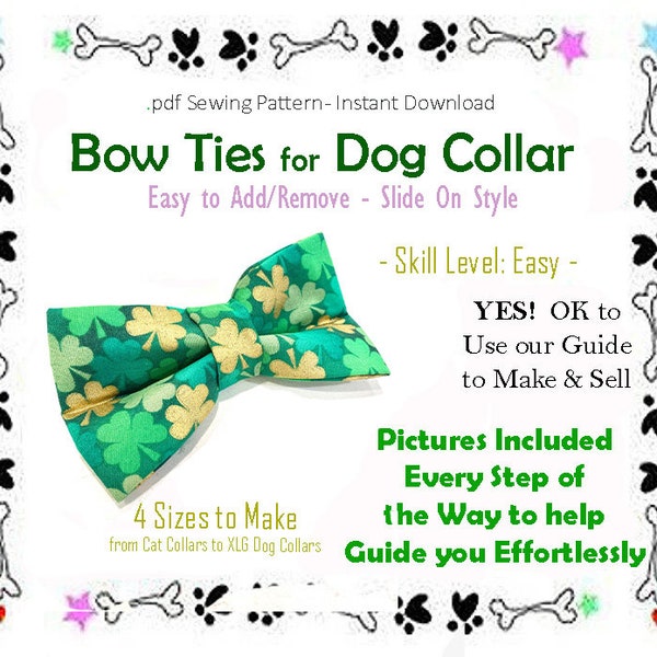 Dog Bow Tie Pattern, Dog Bow DIY Sewing Pattern, Pet Bow Tie Sewing, Dog Costumes, Small Dog Clothes, Dog Outfits, Costumes for Dogs