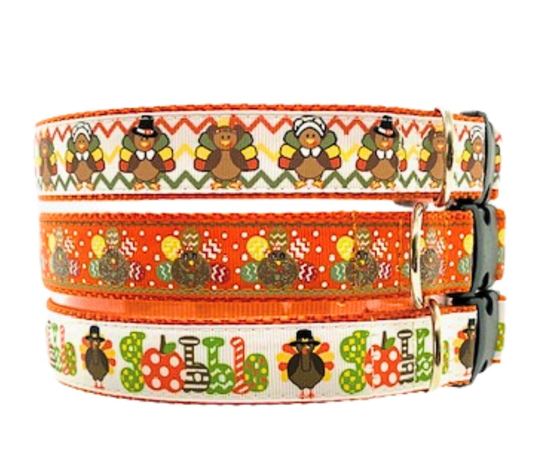 Thanksgiving Dog Collar, Turkey Dog Collar, Holiday Dog Collars, Fall