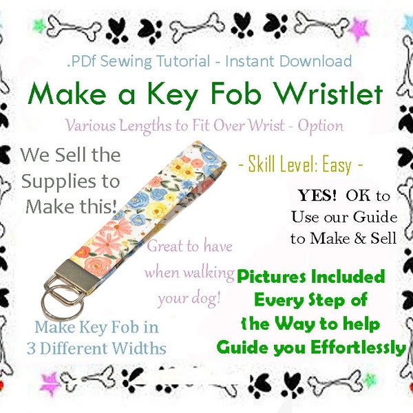 DIY Key Chain, Key Fob Sewing Pattern, PDF Pattern, Digital File, Beginners Sewing Pattern