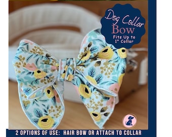 Summer Bows for Dogs, Girl Dog Bow Floral, Cute Dog Collar Bow, Dog Grooming Bows, Dog Hair Bows Yellow