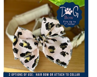 Summer Bows for Dogs, Girl Dog Bow Pink, Cute Dog Collar Bow Leopard, Dog Grooming Bows, Dog Hair Bows