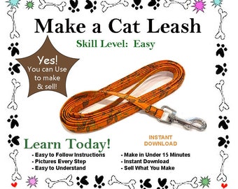 Make a Cat Leash Sewing Tutorial, Learn to Sew a Fabric Leash for your Tiny Dog or Tiny Kitten - FREE BONUS