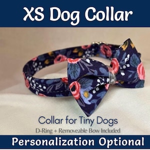 XS Floral Blue Dog Collar for Tiny Breeds - Tea Cup Puppy Accessory