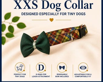 Tiny Dog Fall Collar – XS Autumn Plaid Puppy Collar for Teacup Dogs, Small Breeds