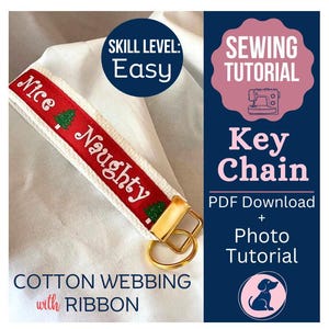 Patrón de llavero DIY, patrón de costura para llavero, patrón en PDF, archivo digital, patrón de costura para principiantes, llavero de cinta, proyecto de costura para fiestas