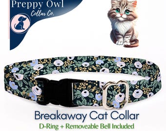Floral Cat Collar with Breakaway Buckle and Bell
