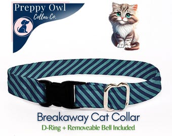 Striped Cat Collar: Handmade Cotton Breakaway Safety Collar