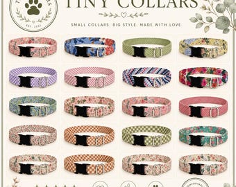 XS Tiny Dog Collar: Lightweight Cotton,  Adjustable Puppy Collar