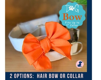 Orange Dog Collar Bows for Small Dogs, Girl Dog Bow Orange, Cute Dog Collar Bow, Dog Hair Bows