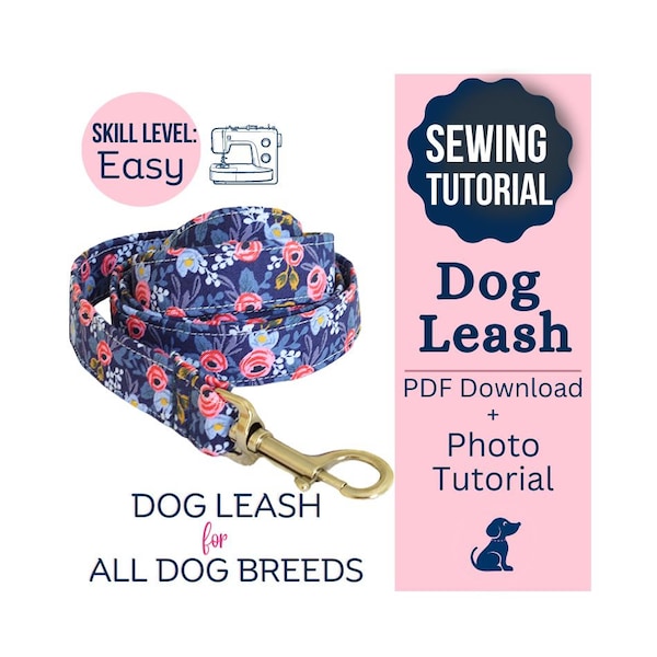 Easy Fabric Dog Leash Pattern, Make a Dog Leash, Dog Sewing Tutorial, DIY Pet Lead, Dog Leash Sewing Instructions, Make a Dog Leash