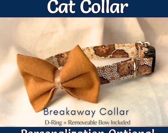 Fall Floral Breakaway Cat Collar with Bow Tie & Bell – Adorable Kitten Accessory