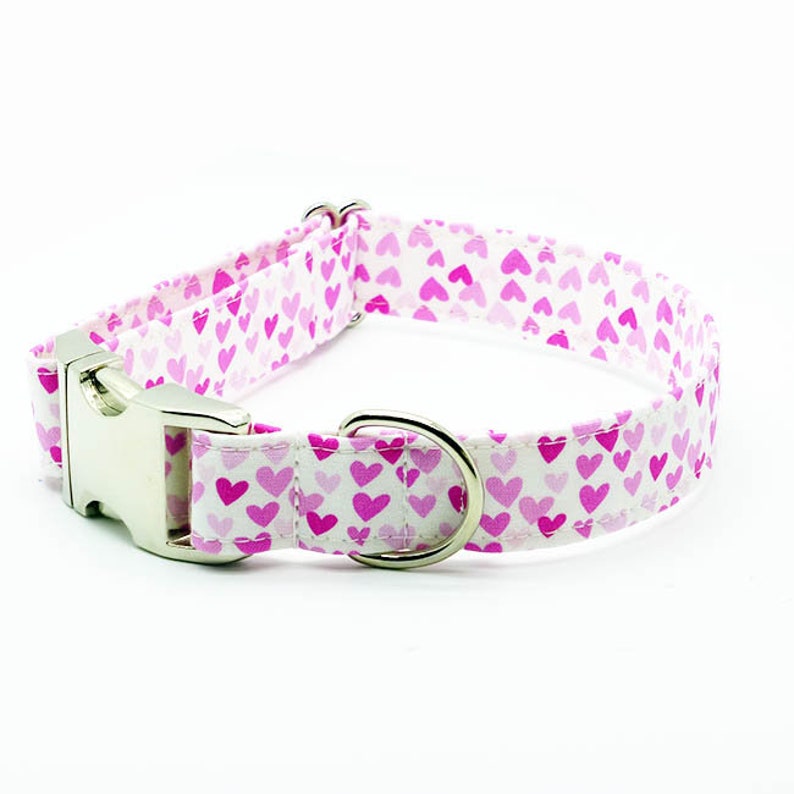 Girl Dog Collar Pink Hearts Cotton Fabric Dog Collar Girly Etsy