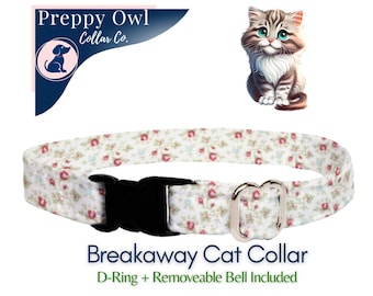 Floral Cat Collar: Breakaway Kitten Collar with Bell