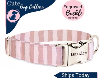 Blush Dog Collar with Name, Girl Dog Collar, Pink Dog Collar, Dog Accessories