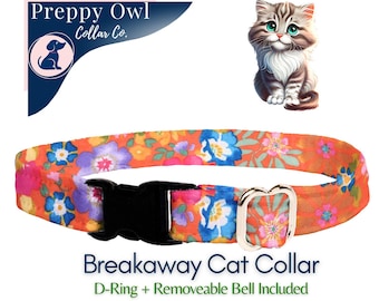 Floral Cat Collar Breakaway: Southwestern Cotton Pet Collar