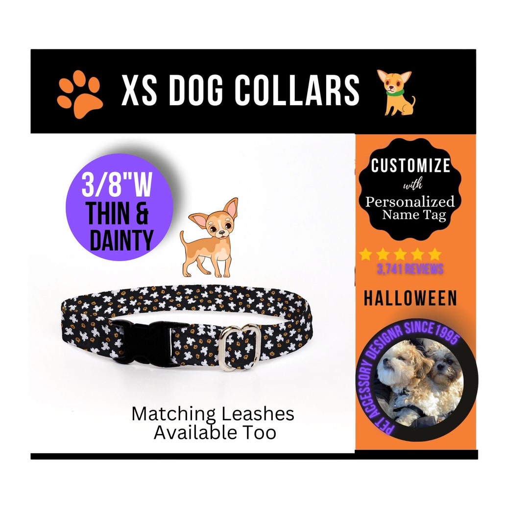 Small Breed Dog Collars Tiny Dog Collars Halloween XXS Dog Etsy