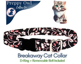 Floral Cat Collar: Breakaway Kitten Collar with Bell