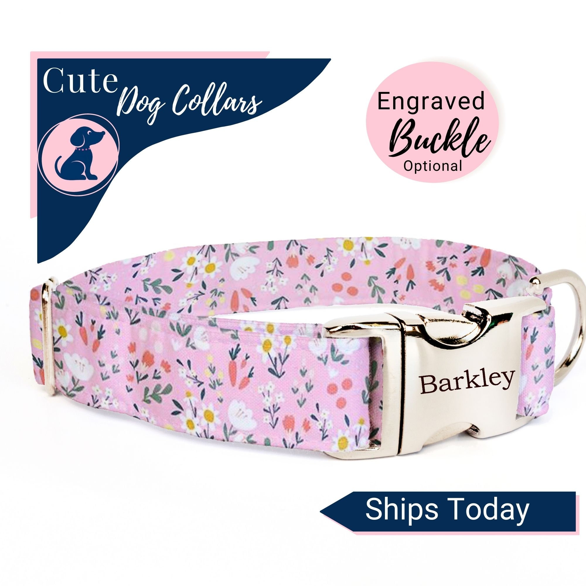 pink cute dog collars