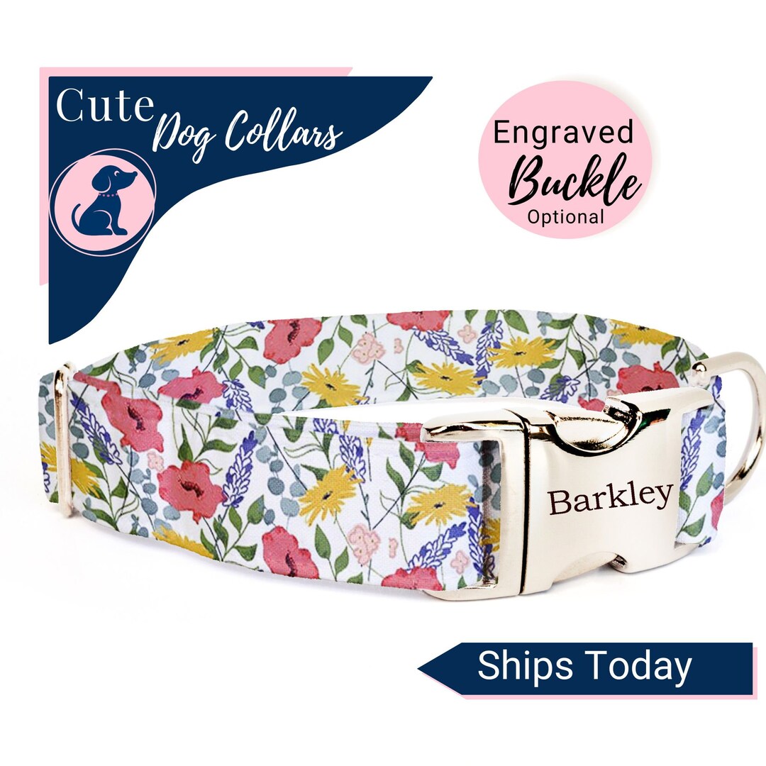 Summer Dog Collar Girl Dog Collar Cute Dog Collar Floral Etsy