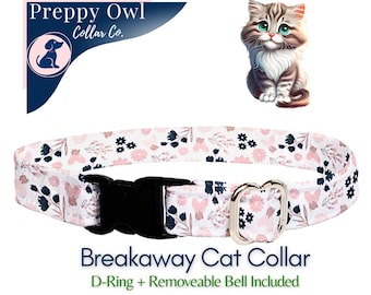 Floral Cat Collar: Breakaway Kitten Collar with Bell