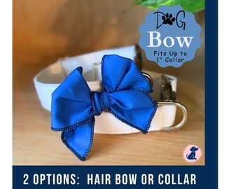 Blue Dog Collar Bows for Small Dogs, Girl Dog Bow Navy, Cute Dog Collar Bow, Dog Hair Bows