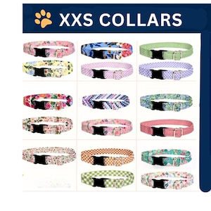 Tiny Dog Collar, Teacup Dog Collar, Thin Dog Collar, Dainty Dog Collar, Whelping Collar - 45 Fabric Options + FREE Removeable Bow