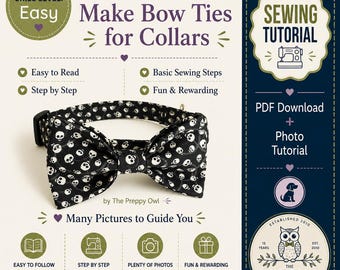 Dog Bow Tie Collar Sewing Tutorial: DIY Pet Accessory (Instant Download)