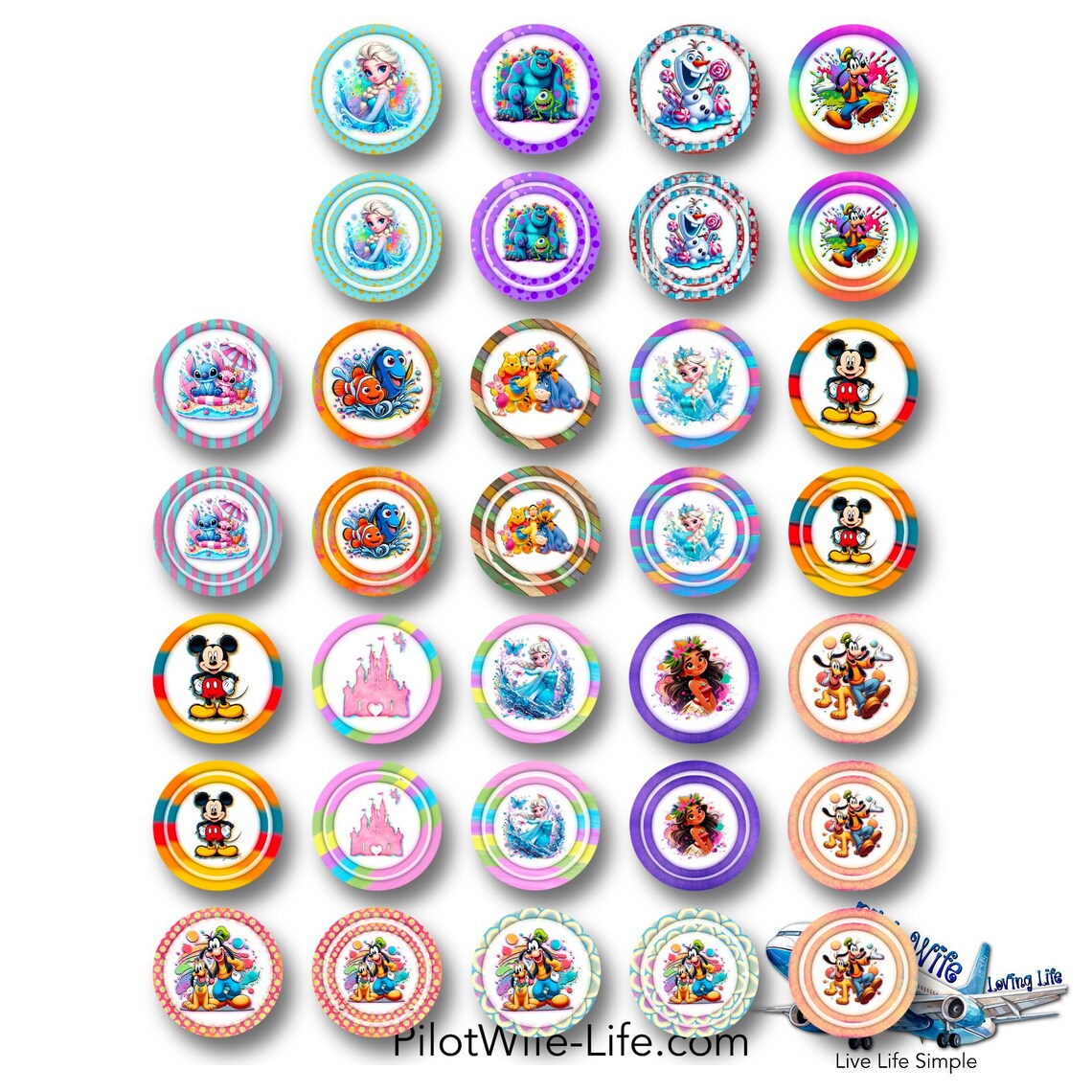 Disney Characters Collage – 1-inch Buttons, Magnets, Charms (digital ...