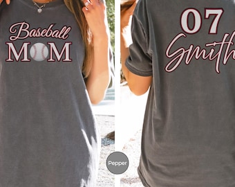 Custom Baseball Mama Shirt,Personalized Name Number Tee,ComfortColors Baseball Mom Shirt,Game Day Apparel,Personalized Baseball Gift for Mom